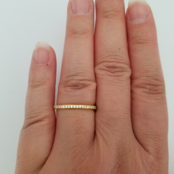 18k Yellow Gold Pave Band - Picture 7 of 8